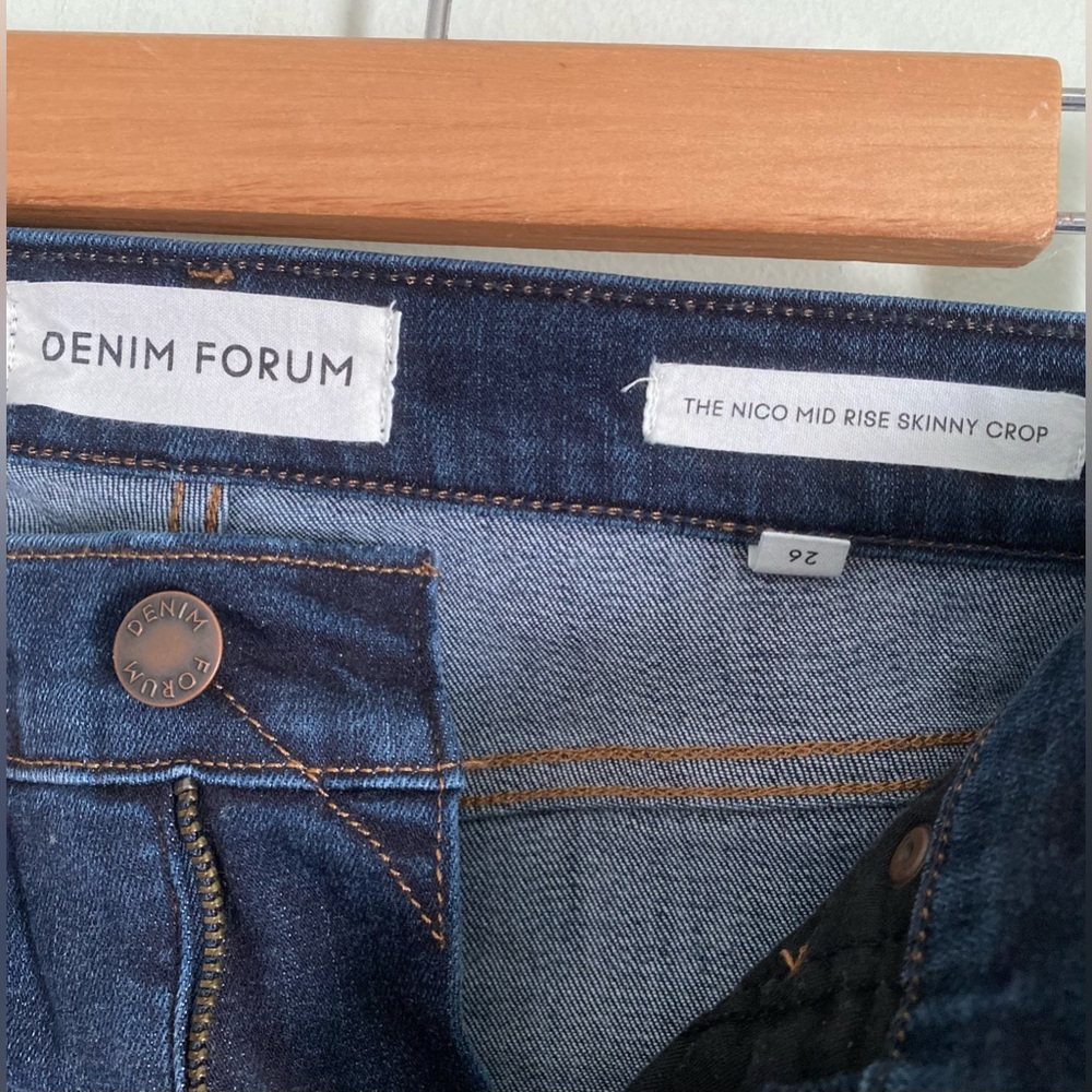 Denim Forum Aritzia The Nico Mid Rise Skinny Crop Size 26 Dark Wash Jeans Pants - Picture 5 of 7